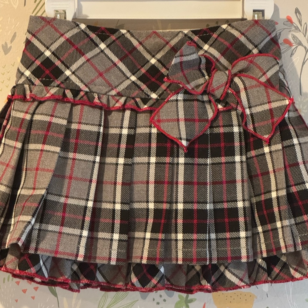 Children’s Place Tiered Plaid Ruffle Bow Christmas Holiday Baby Girl Skirt 12 Mo
